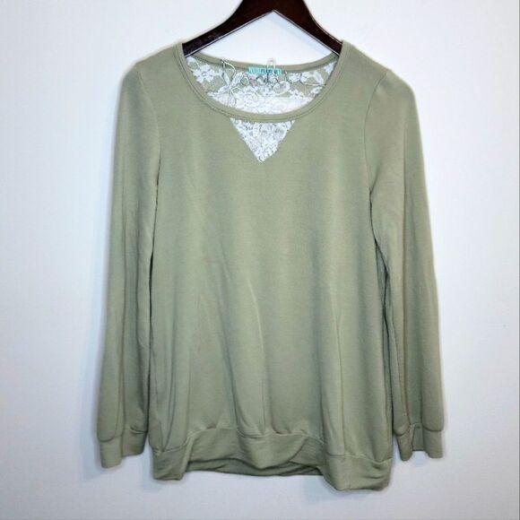 P.S. Kate Tan Cut Up Lace Back Long Sleeve Top Size Medium - Picture 1 of 9